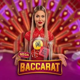 Mega Baccarat slot logo by Pragmatic Play at Casino Prestige